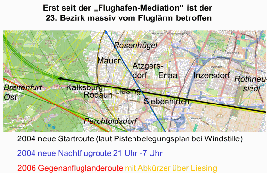 erst seit der Flughafen-Mediation wird über Liesing gestartet und gelandet