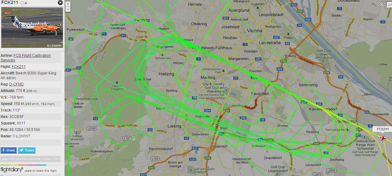 rücksichtslose Flugvermessung zwischen 23:00 und 01:30 am 22/23.4.2013